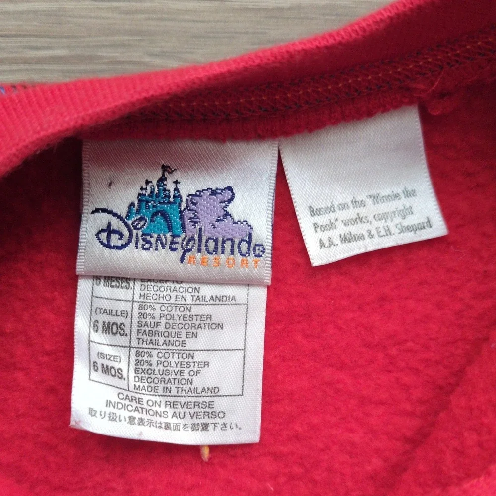 Vtg 90s Disneyland Resort Winnie the Pooh Romper One Piece Red Embroidered 6 Mo.